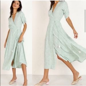 FAITHFULL THE BRAND Green Floral Midi Dress Sz 4. New without tags